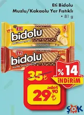ETİ BİDOLU MUZLU/KAKAOLU YER FISTIKLI GOFRET 81 G fiyat ve kampanya bilgisi